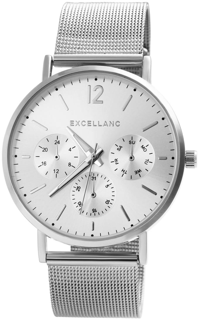 EXCELLANC Herenhorloge roestvrij staal Mineraalglas