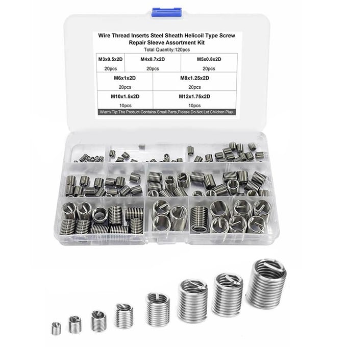 120 Pièces Écrou Inséré M3 M4 M5 M6 M8 M10 M12 Acier Inoxydable Résistant aux Chocs Insert Fileté