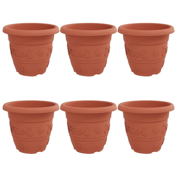 vidaXL - Ronde - Bloempot - 6 - st - Baksteenrood - Ø - 34 - x - 28 - cm - Kunststof