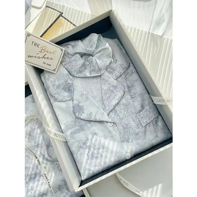 Dames Pyjama Sets Luxe Pyjama's Bedrukte Gladde Rayon Pyjama Sets Loungewear Pyjama's Zomer Outfits L gray
