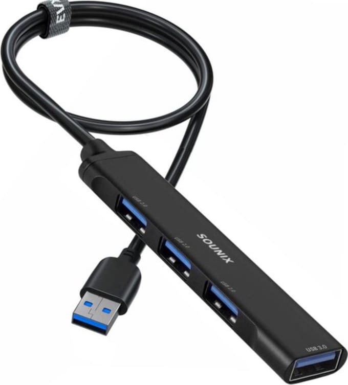 Sounix USB C Hub - USB Splitter - USB Hub - 4 Poort - USB 3.0 - Zwart-UAH43000