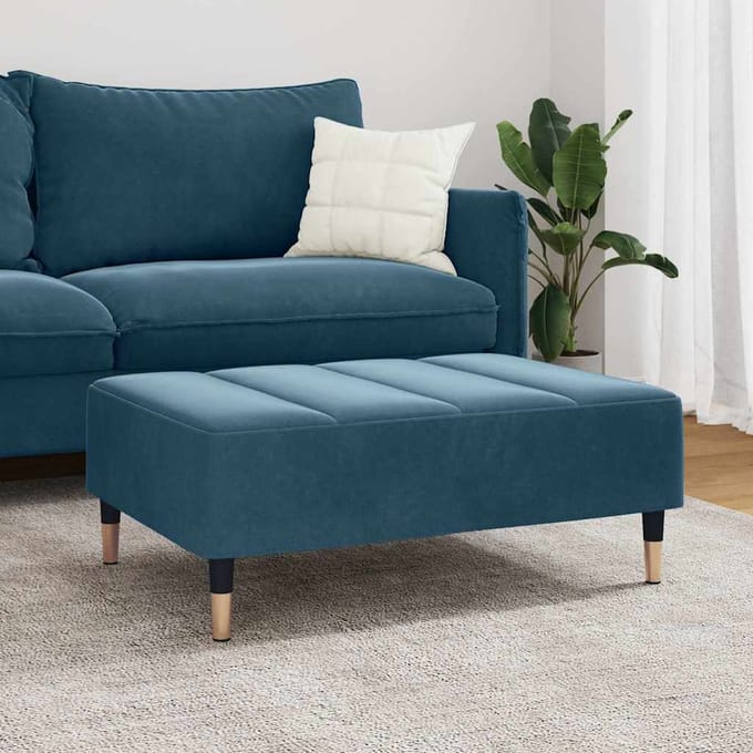 vidaXL - Voetenbank - 77x55x31 - cm - fluweel - blauw