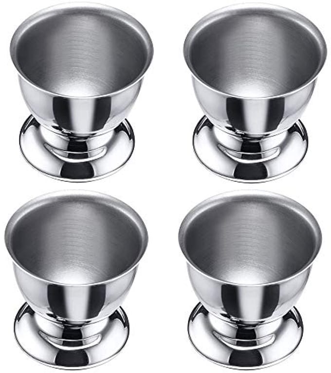 Eierdopjes Set - Eierhouders - Ontbijt Serveren - Stapelbaar Ontwerp - 4 Stuks - Zilver