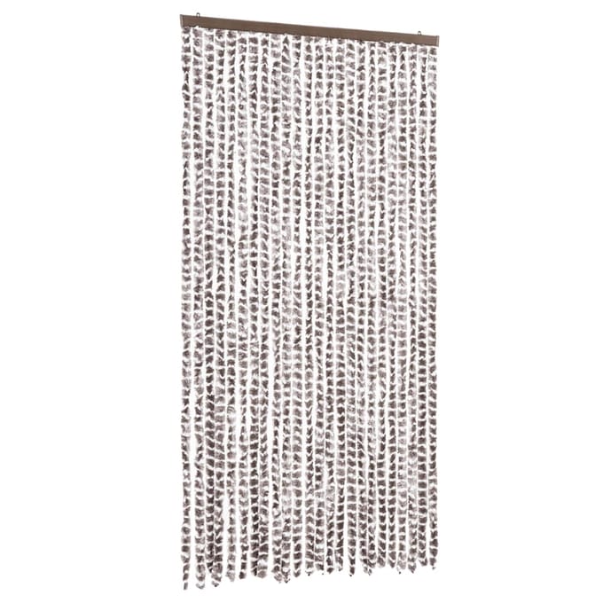 vidaXL - Vliegengordijn - 100x200 - cm - chenille - taupe - en - wit