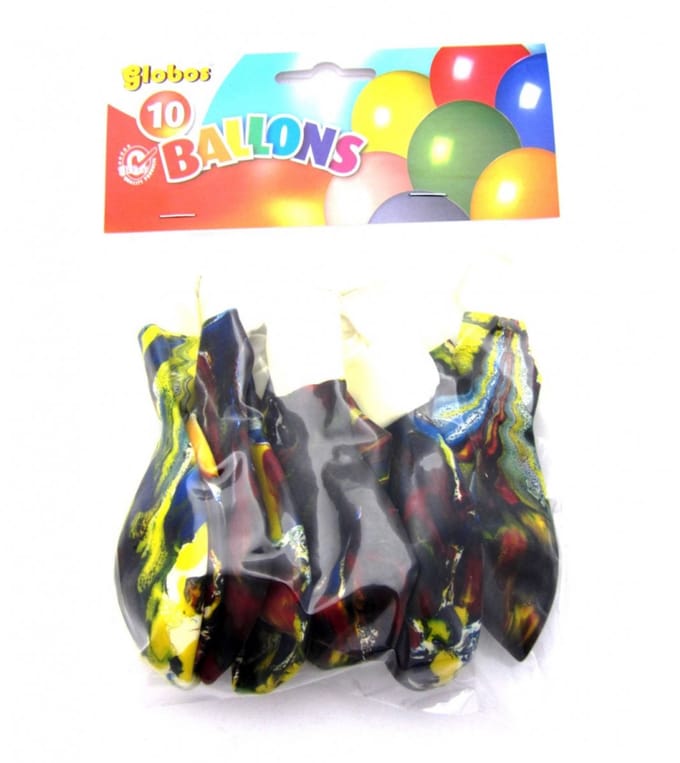 Zakje Ballonnen Marmer effect - Bont - Biologisch afbreekbaar - 6 stuks
