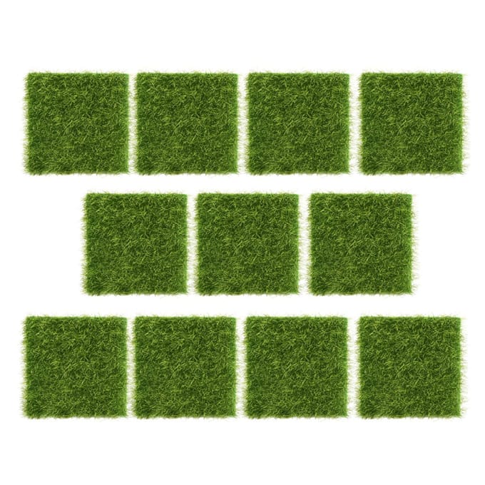 10 Stuks Tuin Huis Plastic Handwerk Micro Landschap Ornamenten Gesimuleerd Graszode 7.5*7.5cm brown