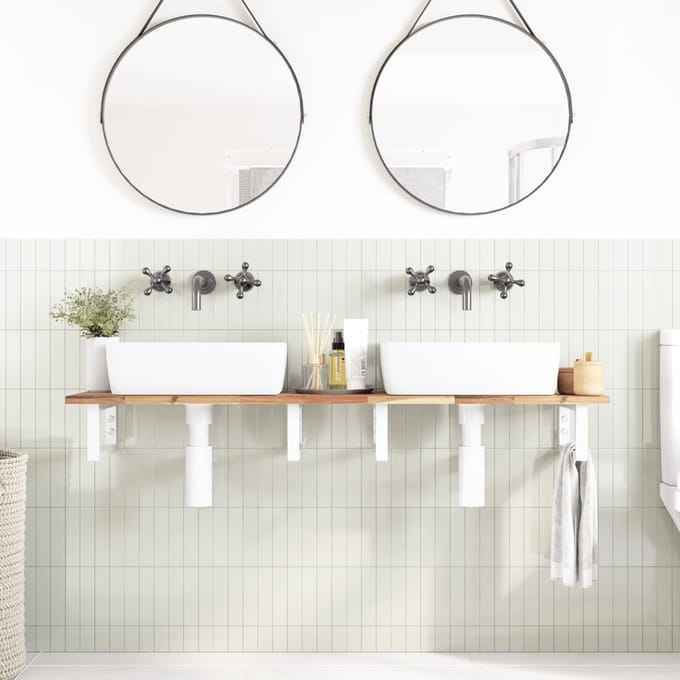 vidaXL - Badkamer - wandschap - staal - en - massief - acaciahout