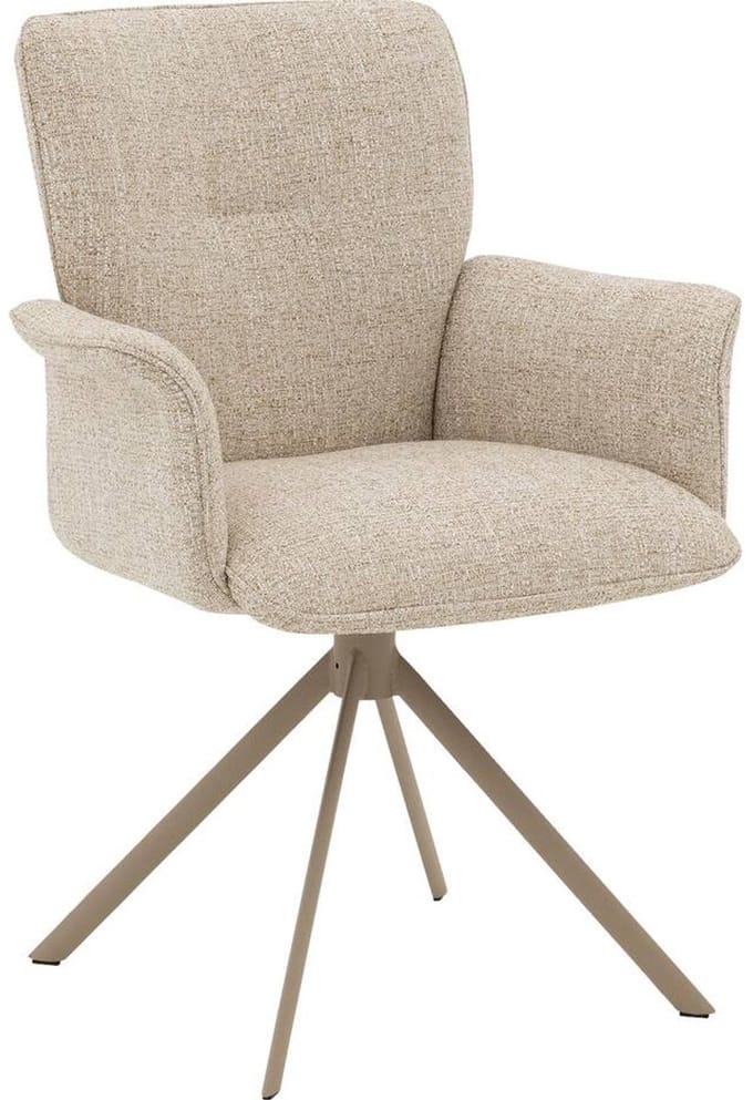 Goossens Eetkamerstoel Hermes - Met Armleuning - Stof - Beige