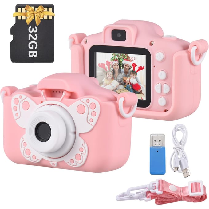 Tomfoto X7 Mini Camera Kindercamera Digitale Camera 1080P Videocamera voor 20MP Dubbele Lens 2.0 Inch roze