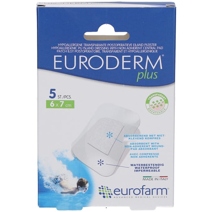 Euroderm Plus Waterproof Steriele Pleister 6x7cm 5