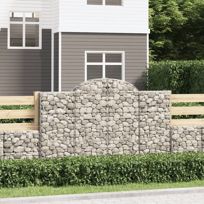 vidaXL - Schanskorven - 18 - st - gewelfd - 200x50x120/140 - cm - ijzer