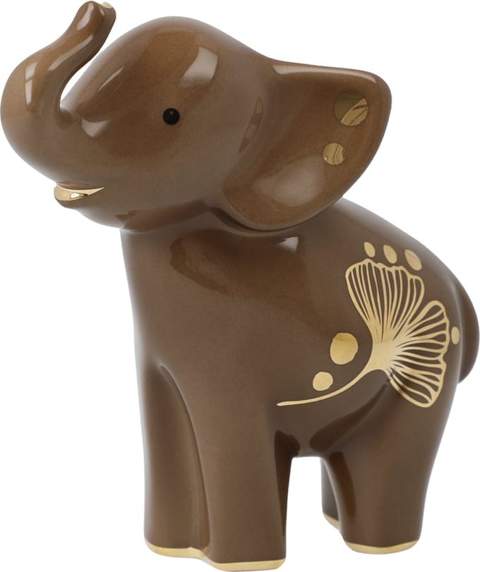 Goebel - Elephant | Decoratief beeld Pika Pika | Aardewerk - 11cm - olifant - met echt goud