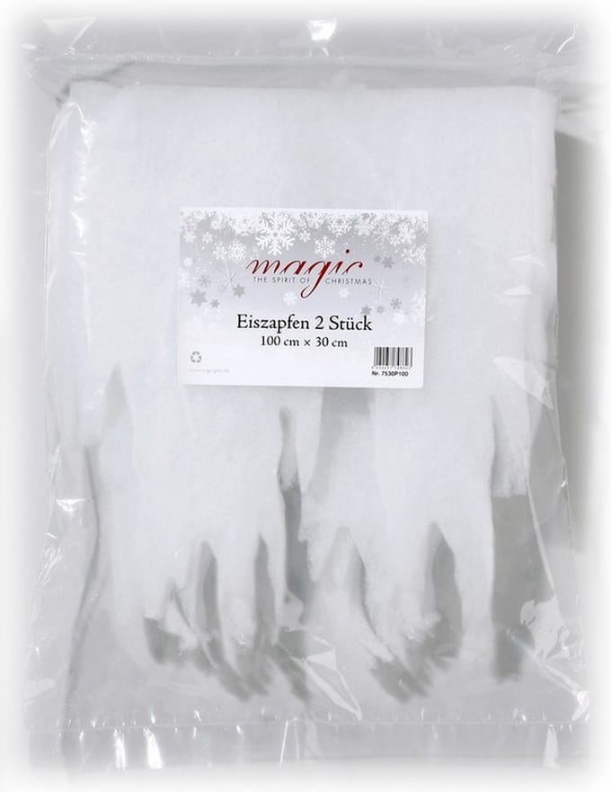 Winterdecoratie sneeuwrand - 2x - wit - polyester - 100 x 30 cm - ijspegel versiering
