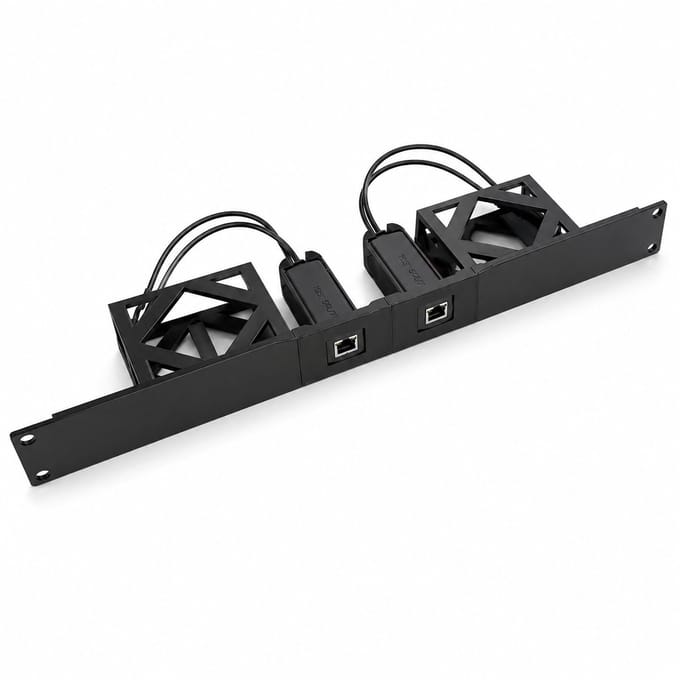 19 inch 1U rackmount geschikt voor 2 Philips Hue Bridge V2 - Dubbele bridge houder met ruimte voor PoE-splitter - Zwart