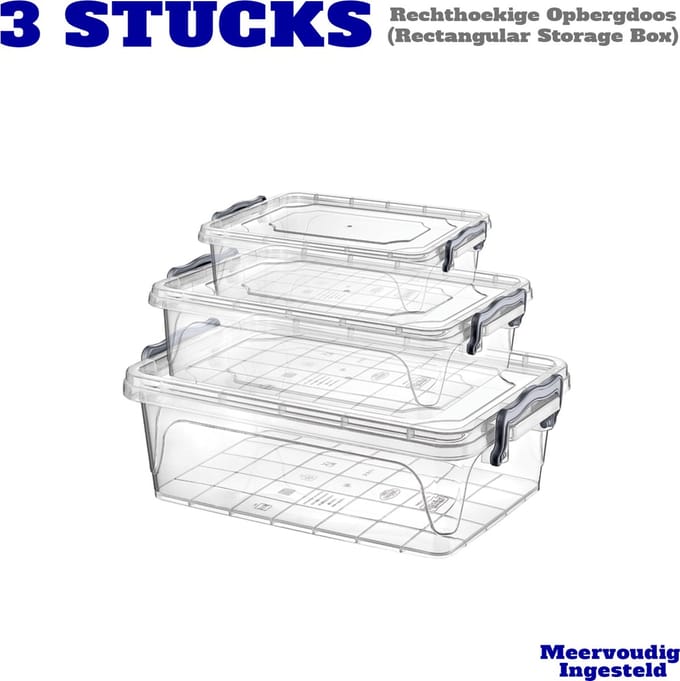 Orion - Voedselcontainers met Deksel - 0,6/1,2/2 l - 3 Stuks
