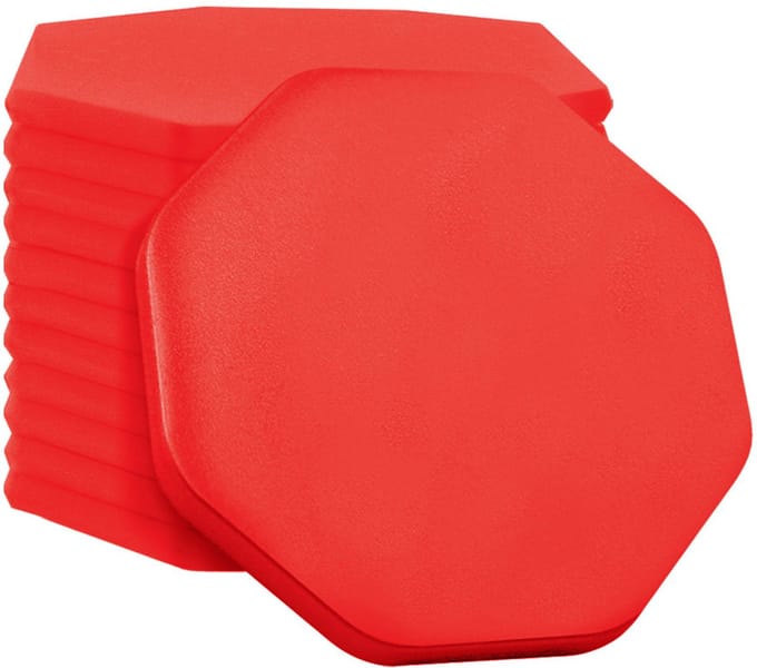 CombiCraft blanco munten achthoek 38x38mm rood - per 100 stuks