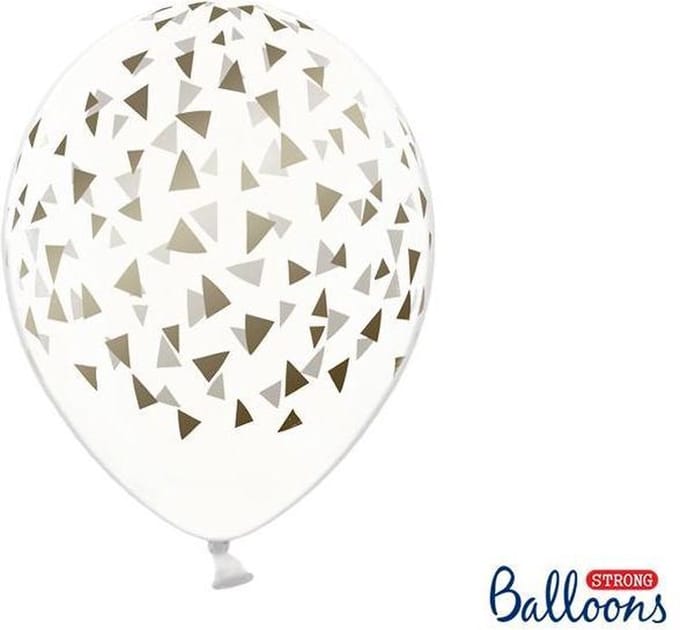 """Ballonnen 30cm, Triangles, Crystal Clear (1 zakje met 6 stuks)"""