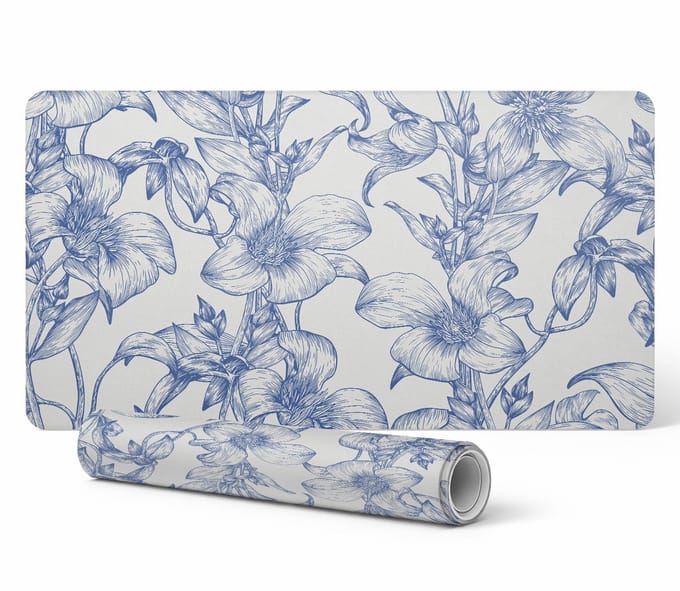 Antislip bureauonderlegger met bloemenrankenpatroon 120x60 cm