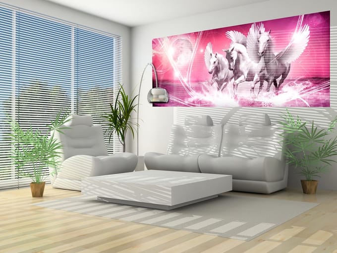 Winged Horse Pegasus Pink Photo Wallcovering