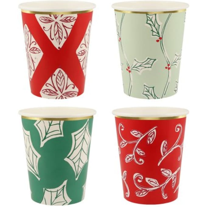 Meri meri kerst - bekertjes papier block print à stuks