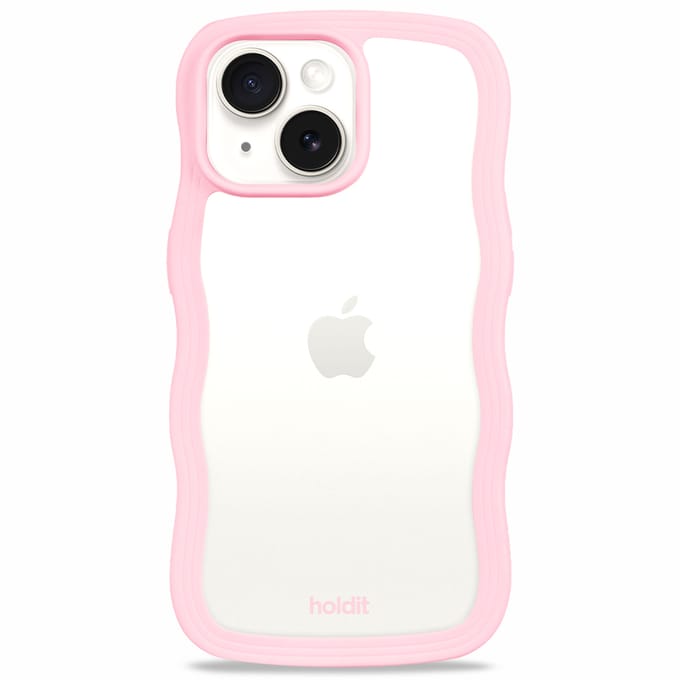 Holdit Wavy Case geschikt voor Apple iPhone 17e / 16e / 15 / 14 / 13 - Transparent / Pink