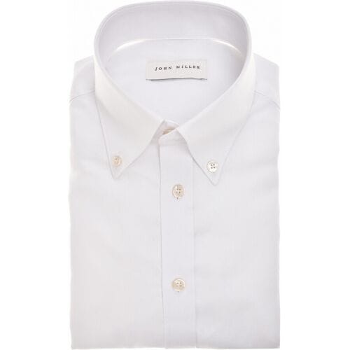 John Miller Overhemd Button-Down Solid Color Oxford Wit / male