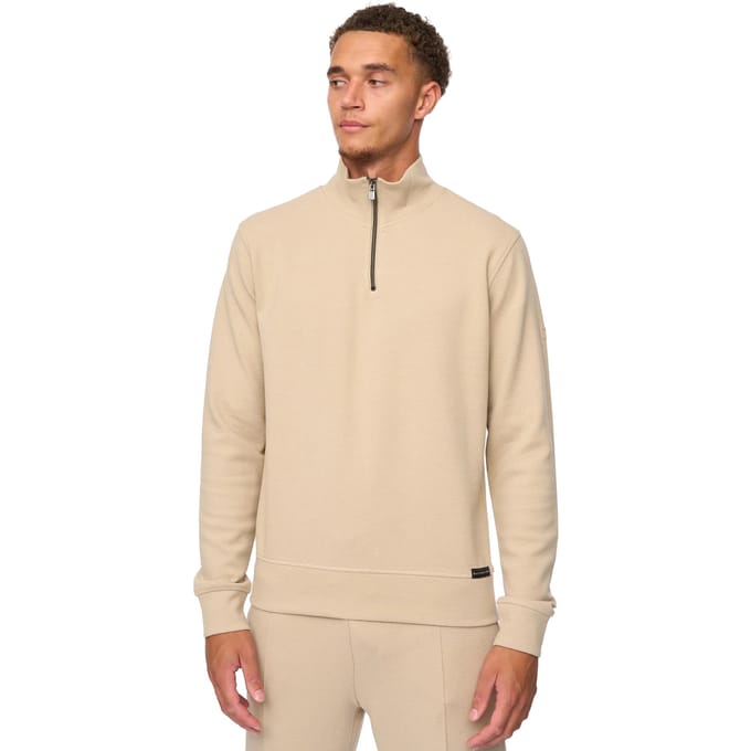 Duck and Cover Heren Slellmoore Quarter Zip Sweatshirt (Stone)