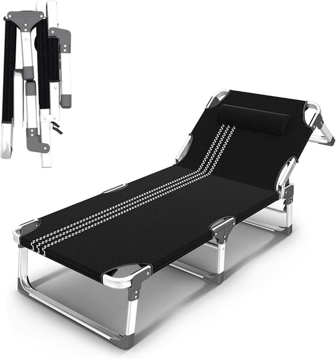 Opvouwbaar Bed - Campingbed Gastenbed - Ontspannen Rusten - 5-voudig Verstelbaar - 190 x 68 cm - Grijs