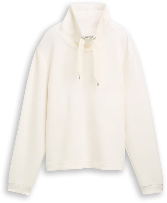Tom Tailor - Scuba-sweatshirt met opstaande kraag - Maat XL - Whisper White