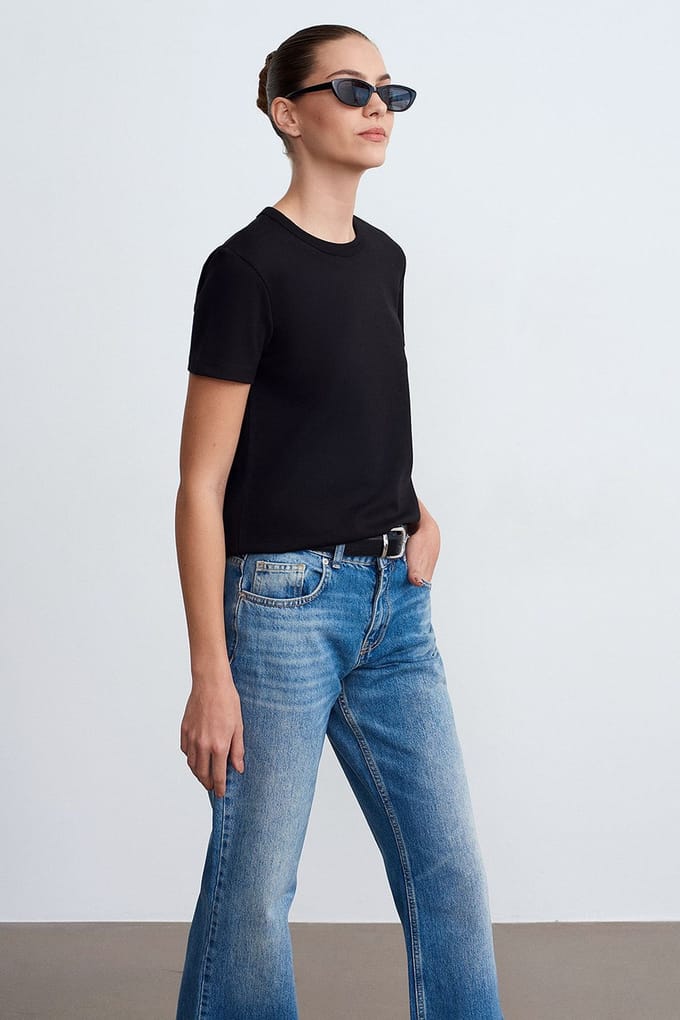 Dames Effen Crew Neck T-shirt