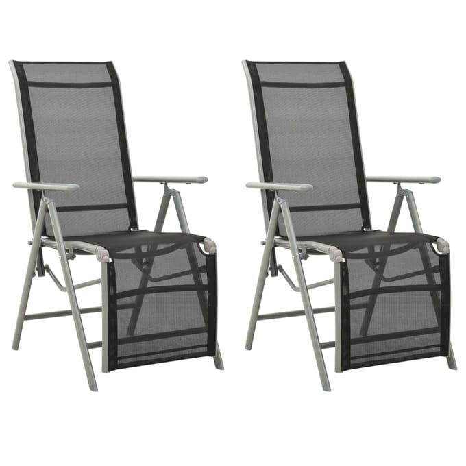 vidaXL - Tuinstoelen - 2 - st - verstelbaar - textileen - aluminium - zilverkleurig