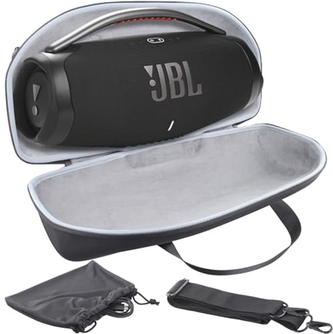 Harde Reisdoos met Mini Accessoire Pouch en Schouderriem voor Boombox 3 Wifi/Bluetooth Speaker