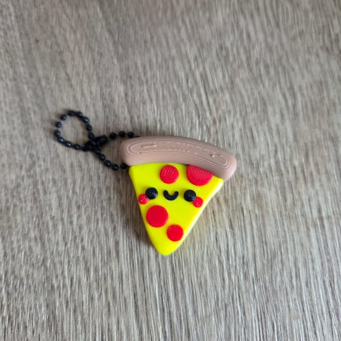 Sleutelhanger vrolijke pizzapunt - 3D print - Traktatie - Kinderen - Cadeau