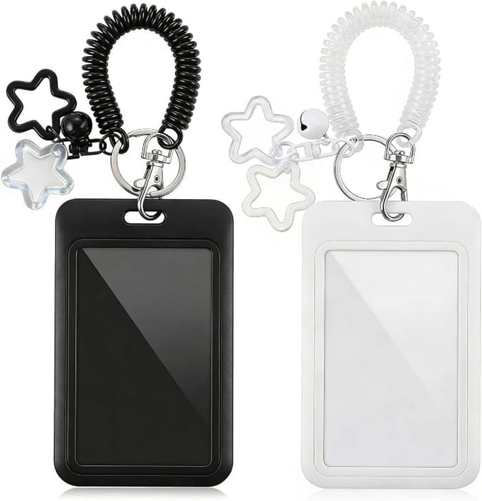 Fotokaartenhouder Set - Kaarthouder Transparant - Kaarten Beschermen - Met Sleutelhanger - Set van 2 - Zwart Wit