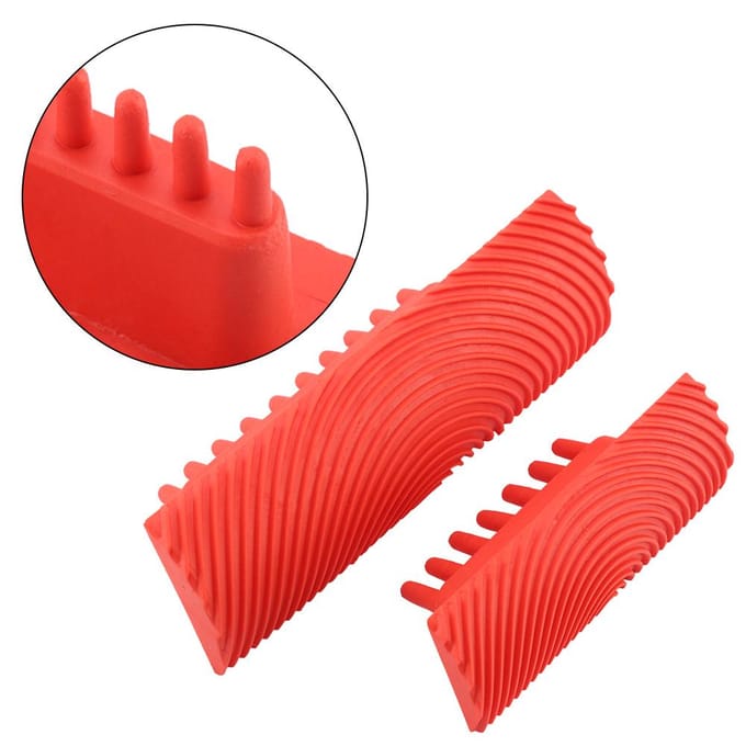 2 Stuks Rubber Houtnerf Effect Kwasten Schildergereedschap DIY Muurdecoratie red