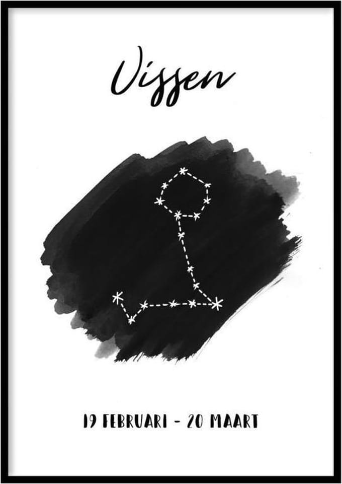 Poster Vissen Sterrenbeeld - 50x70 cm - Sterrenbeeld Poster - WALLLL