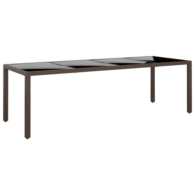 vidaXL - Tuintafel - met - glazen - blad - poly - rattan - bruin