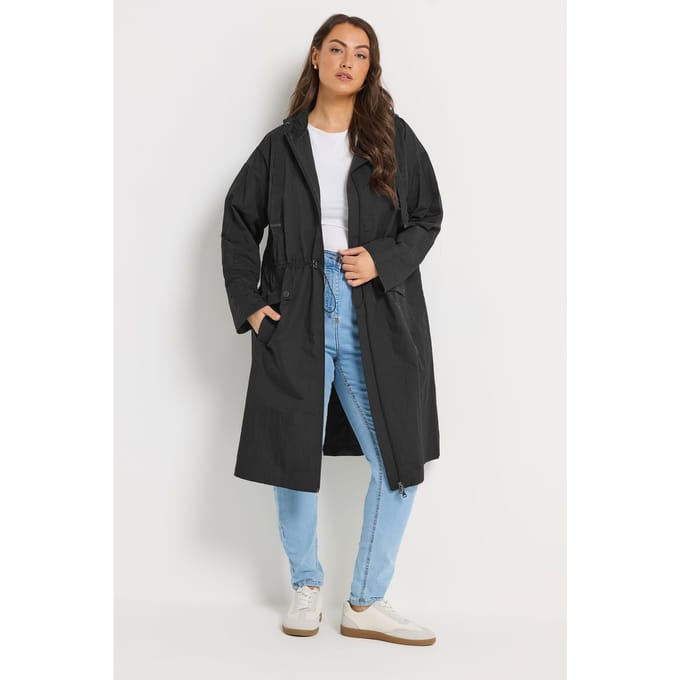 Yours Zwarte Lichte Lange Jas Size 42