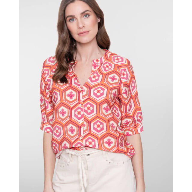 Geisha Blouse Ecru/orange/cassis Größe: S | Blusen Outlet | Damen | Braun