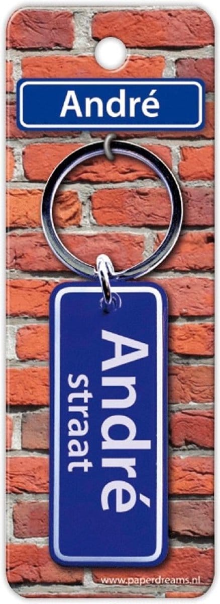 Paper Dreams Sleutelhanger Straatnaam André 9 Cm Staal Blauw