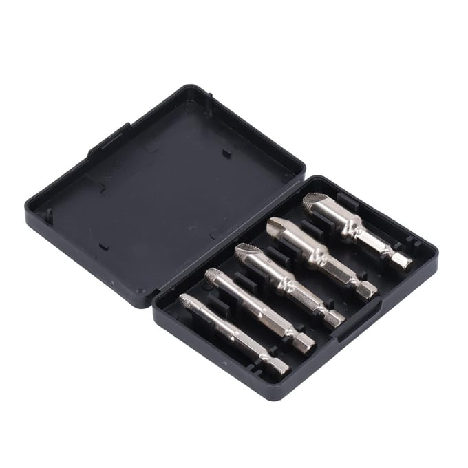 5 Pièces Extracteur de Vis Queue Hexagonale 14in Outil d'Extraction Acier Rapide Kit