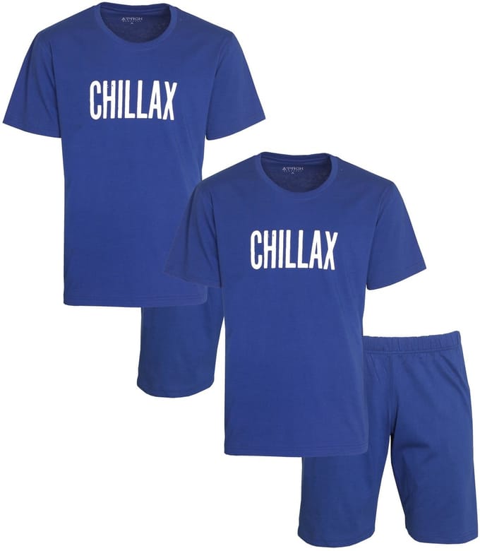 Aprox Heren Shortama - Pyjama Set - Duo-Pack - Blauw - Maat S