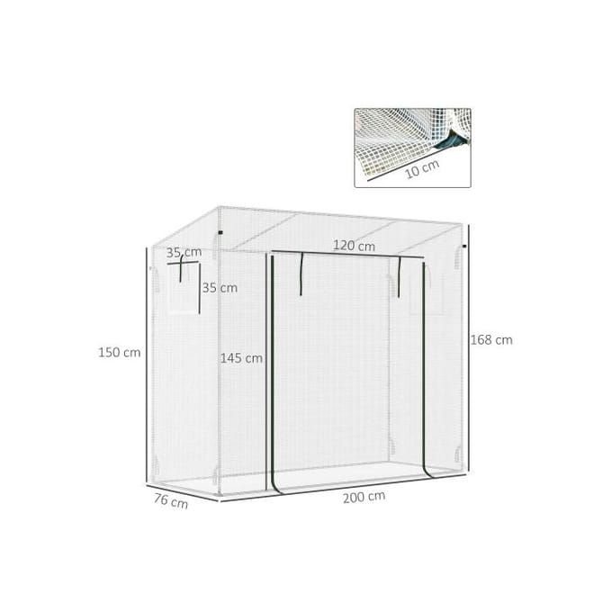 Plastic foliekas - MUVOE - 200×68×196 cm - oprolbare deur 120×145 cm - winddichte PVC-afdekking - stalen frame