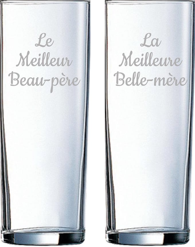 Longdrinkglas gegraveerd - 31cl - Le Meilleur Beau-père & La Meilleure Belle-mère