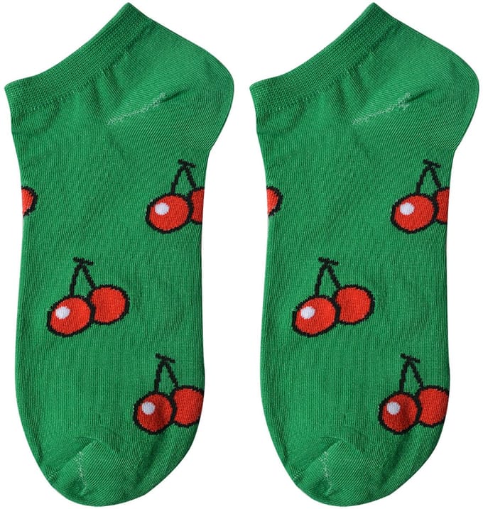 Clayre & Eef Grappige Sokken one size Groen Polyester Kersen