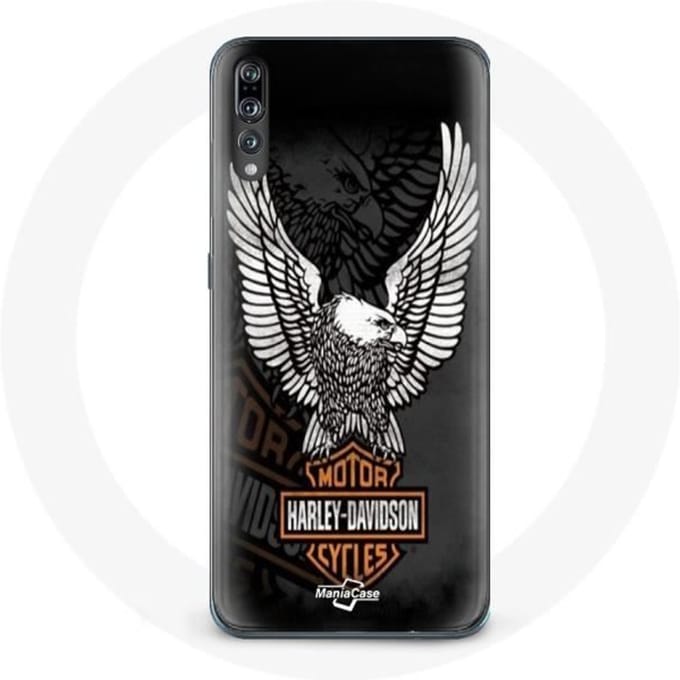 Coque - Harley Davidson - Huawei P20 - Aigle logo - Noir - Rigide