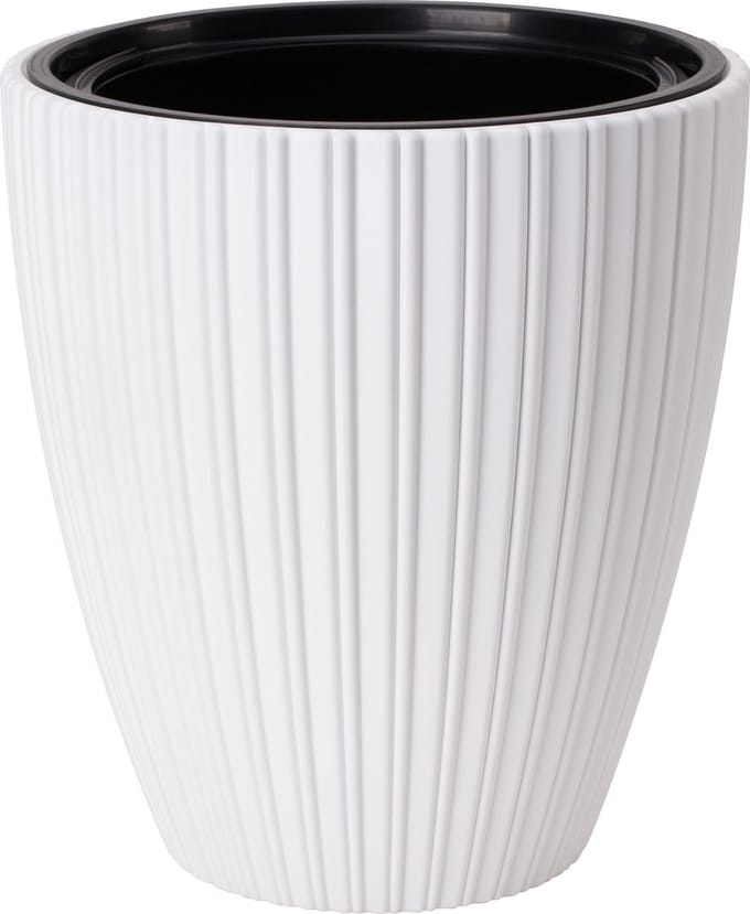 Form Plastic Plantenpot/bloempot Mika - kunststof - wit - D30 x H32 cm - met binnenpot - rond