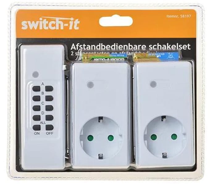SWITCH-IT set van 2 op afstand draadloos schakelbare stopcontacten met randaarde