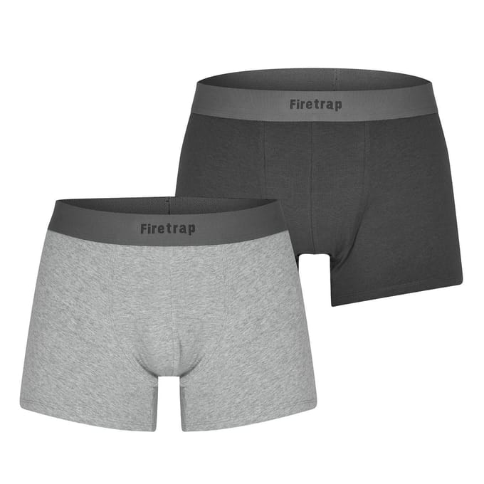 Firetrap Boxershorts met herenlogo (Set van 2) (Grijs/Grijs gemêleerd)