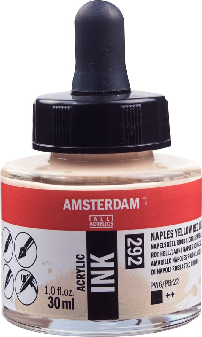 Amsterdam Acrylic Inkt Fles 30 ml Napelsgeel Rood Licht 292